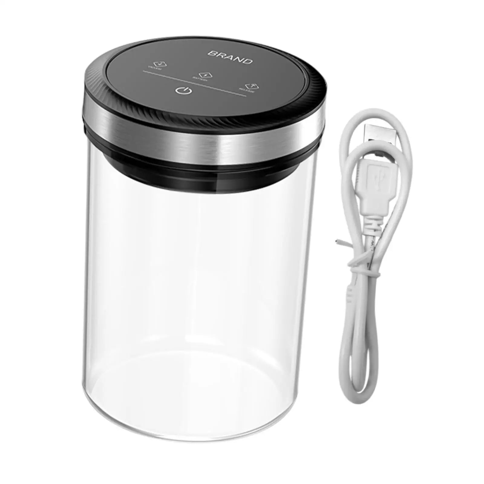 Boîte à Café Sous Vide Automatique en Verre – Récipient Hermétique pour Grains, Thé et Aliments Secs