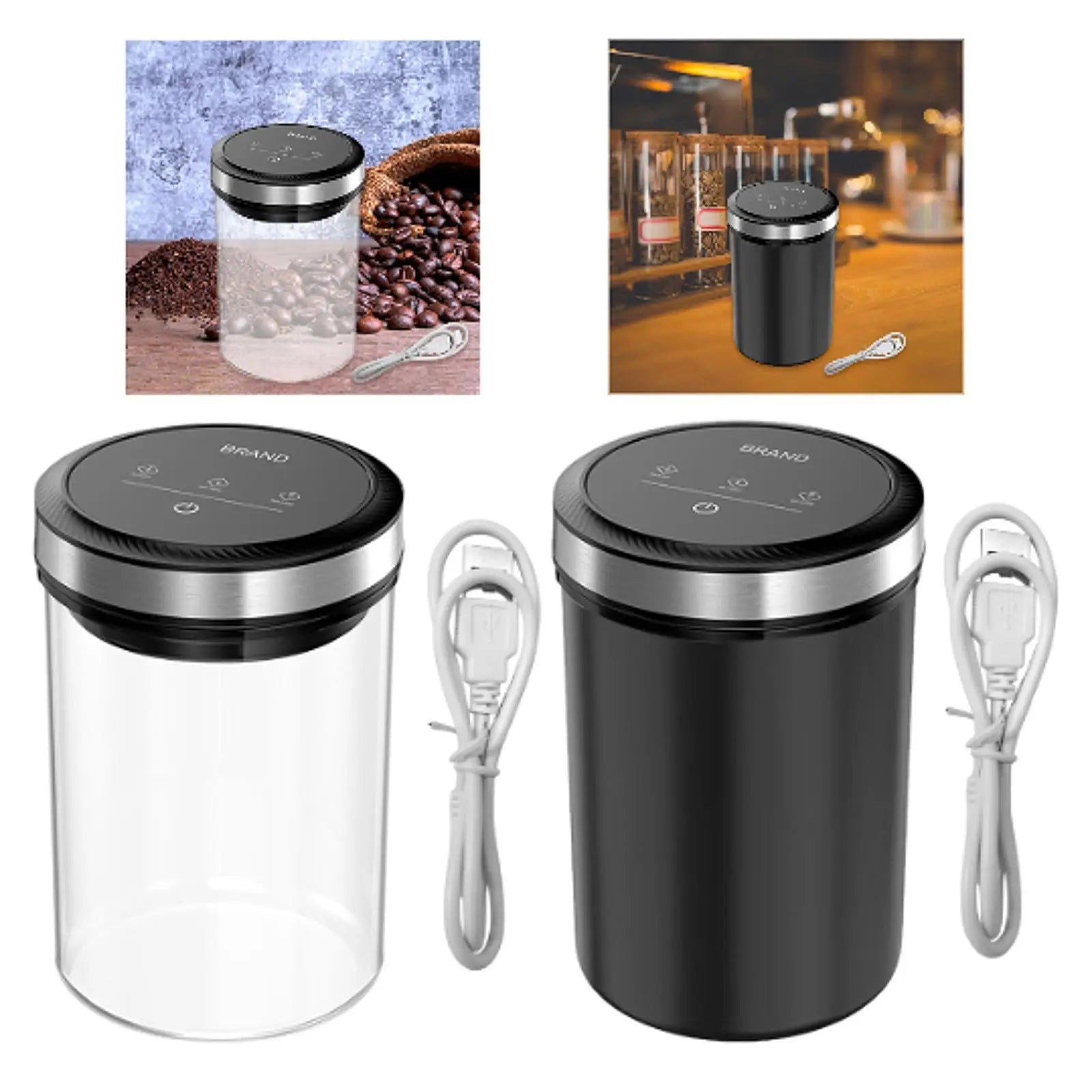 Boîte à Café Sous Vide Automatique en Verre – Récipient Hermétique pour Grains, Thé et Aliments Secs