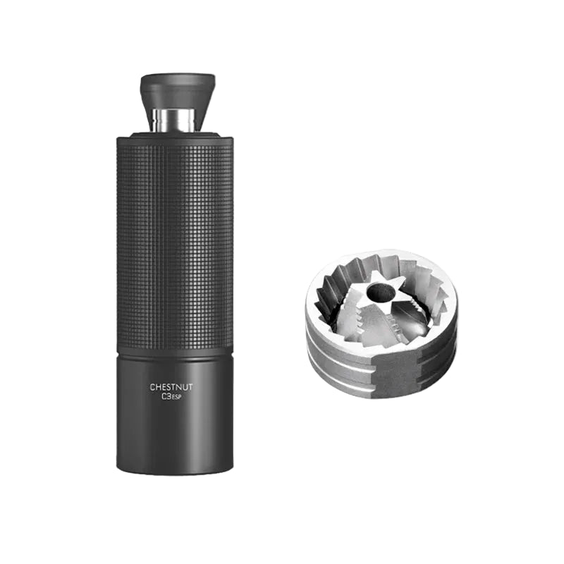 Moulin à Café Manuel en Métal C3ESP – Meules Acier Réglables 25g avec Brosse de Nettoyage