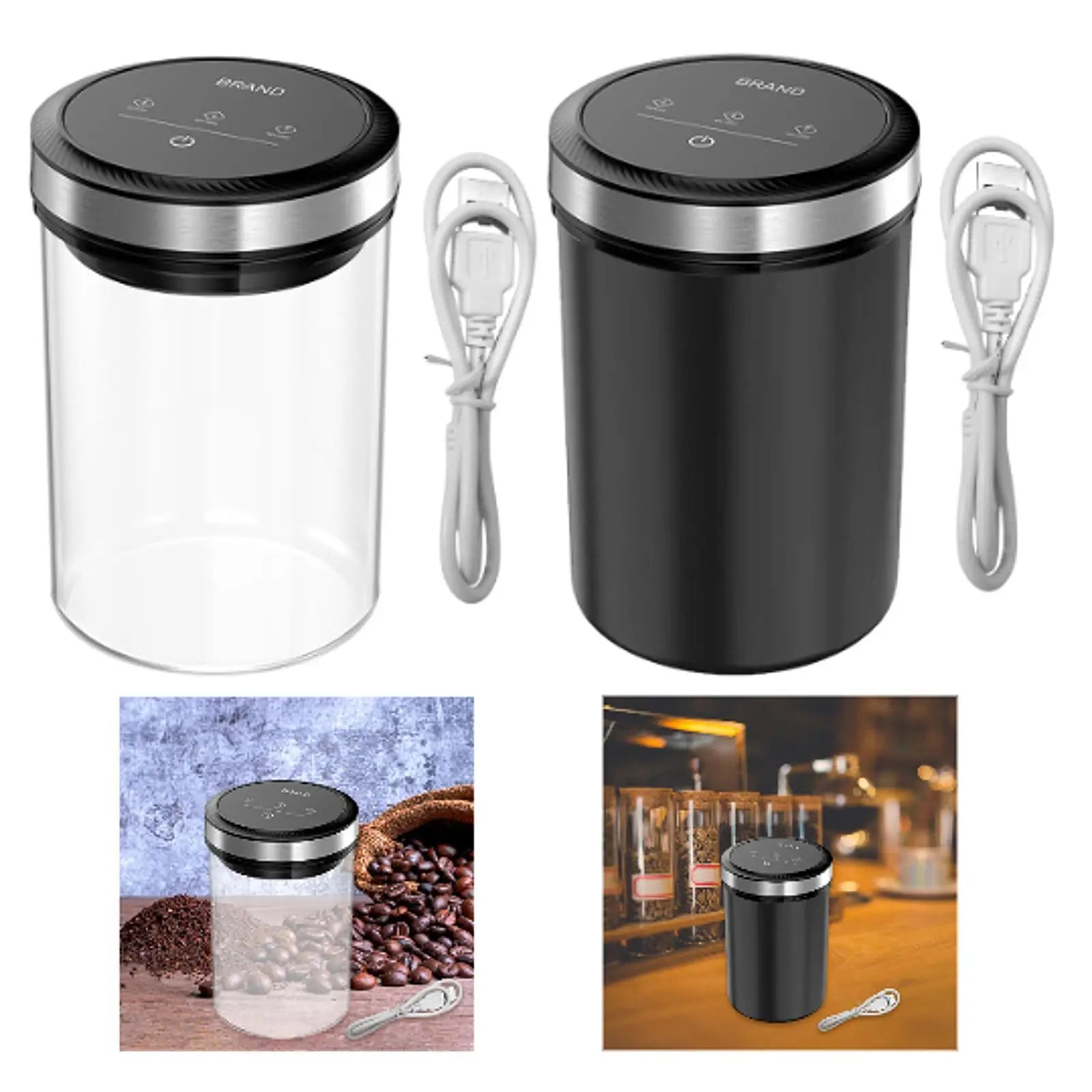 Boîte à Café Sous Vide Automatique en Verre – Récipient Hermétique pour Grains, Thé et Aliments Secs