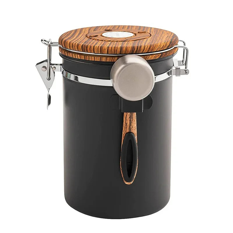 Récipient à Café Hermétique 1,8 L en Acier Inoxydable 304 – Boîte de Stockage Sous Vide avec Cuillère Doseuse