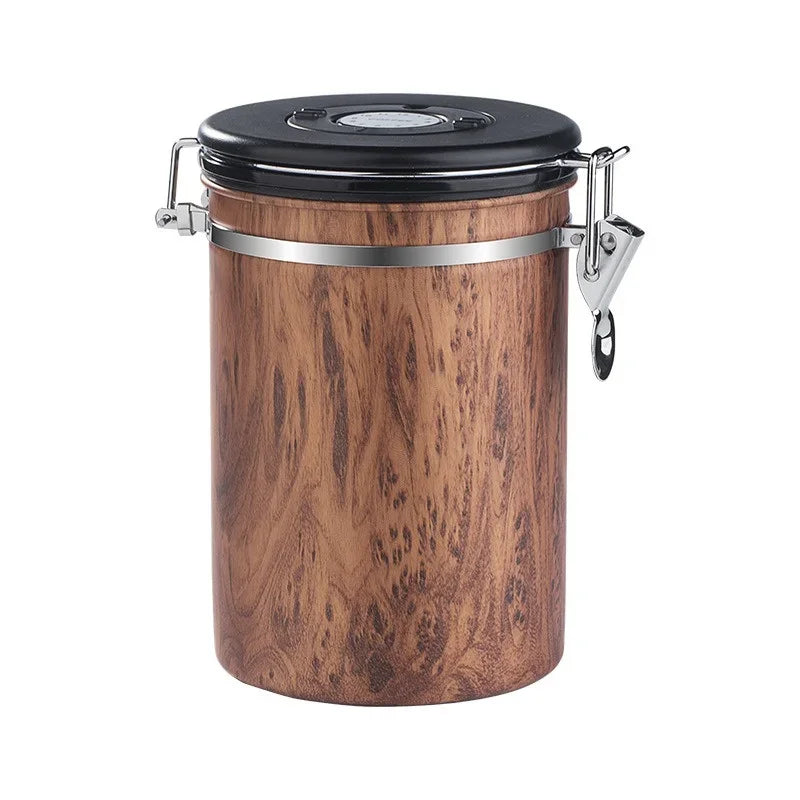 Récipient à Café Hermétique 1,8 L en Acier Inoxydable 304 – Boîte de Stockage Sous Vide avec Cuillère Doseuse