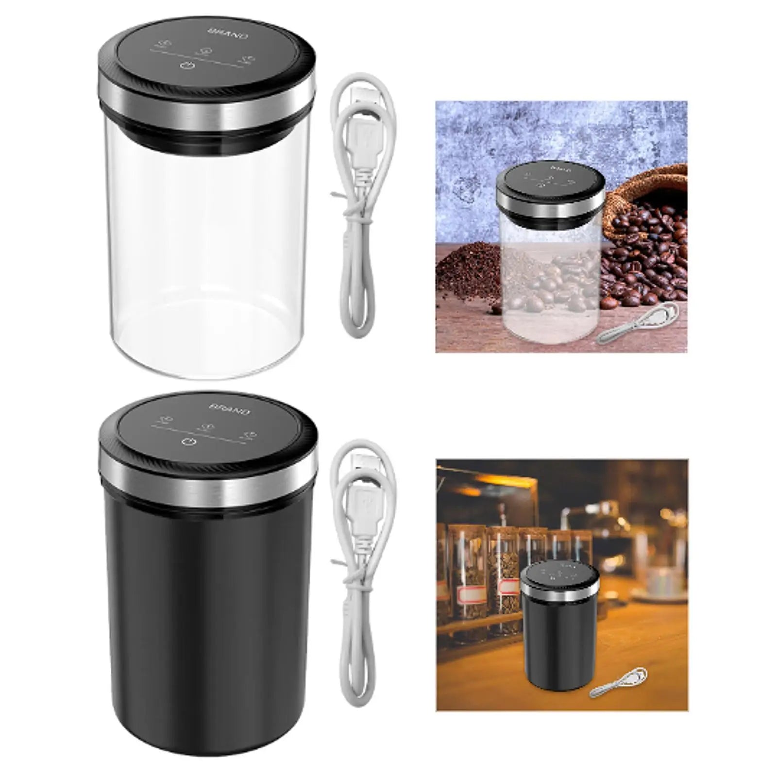 Boîte à Café Sous Vide Automatique en Verre – Récipient Hermétique pour Grains, Thé et Aliments Secs