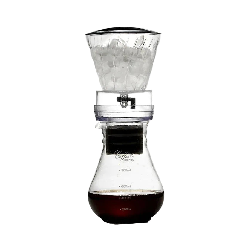 Cafetière Goutte à Goutte à Eau en Verre avec Filtre Réutilisable – Dripper Café Froid et Glacé
